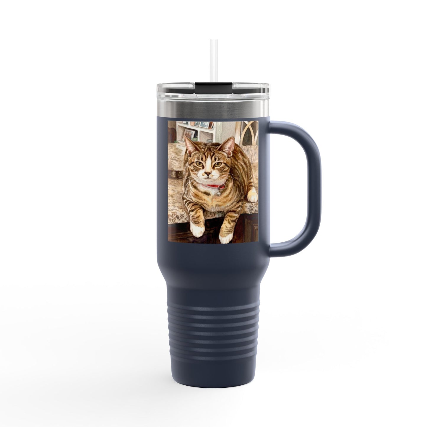 Custom Pet Portrait Watercolor 40oz Insulated Travel Tumbler