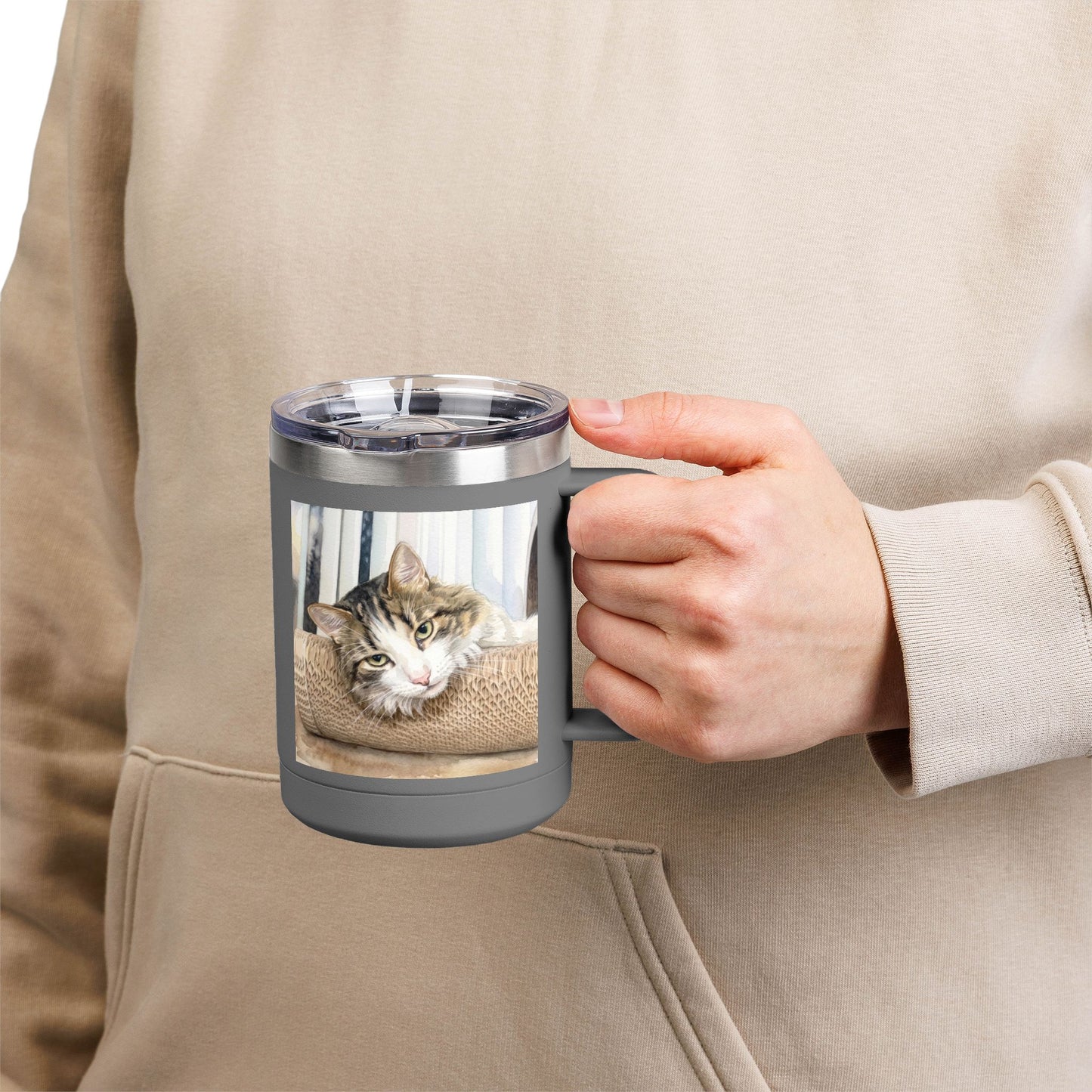 Custom Watercolor Pet Travel Mug – 15oz Insulated Tumbler