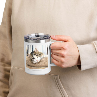 Custom Watercolor Pet Travel Mug – 15oz Insulated Tumbler