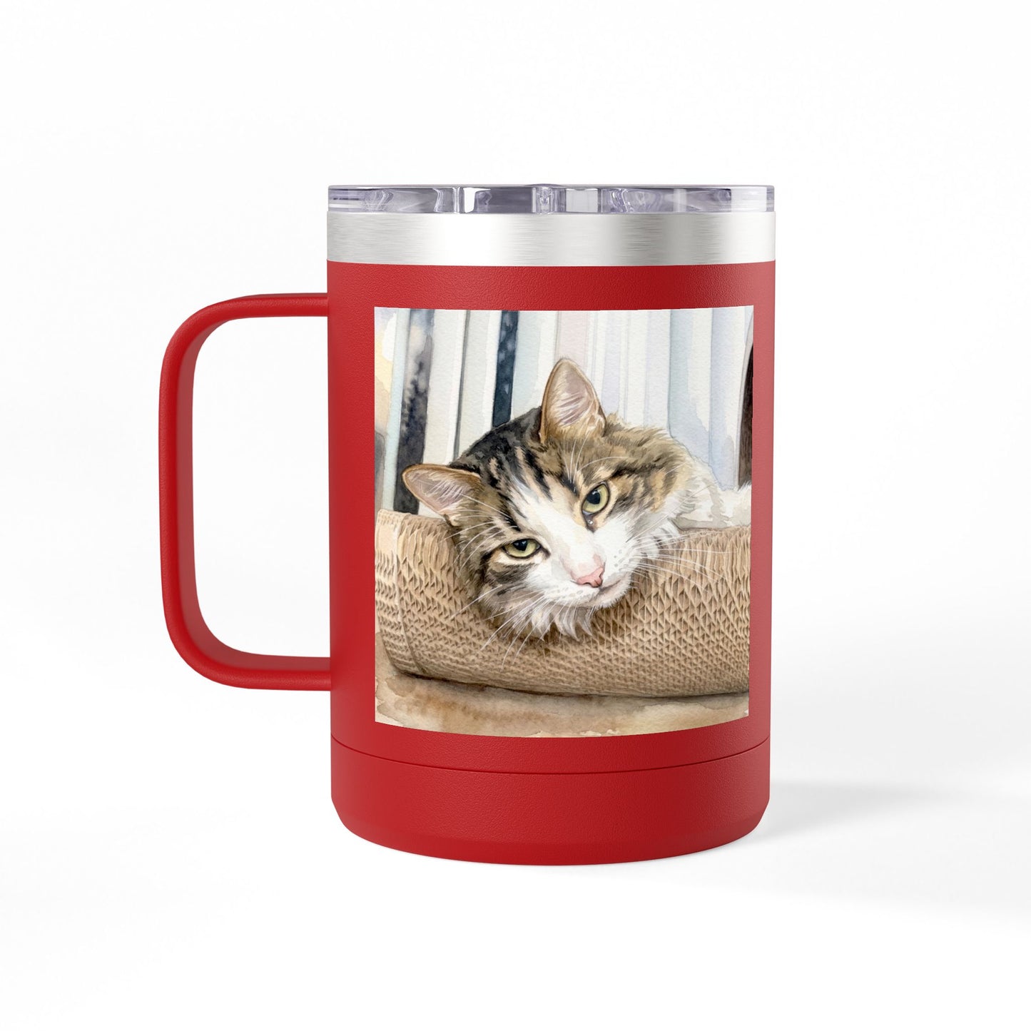 Custom Watercolor Pet Travel Mug – 15oz Insulated Tumbler