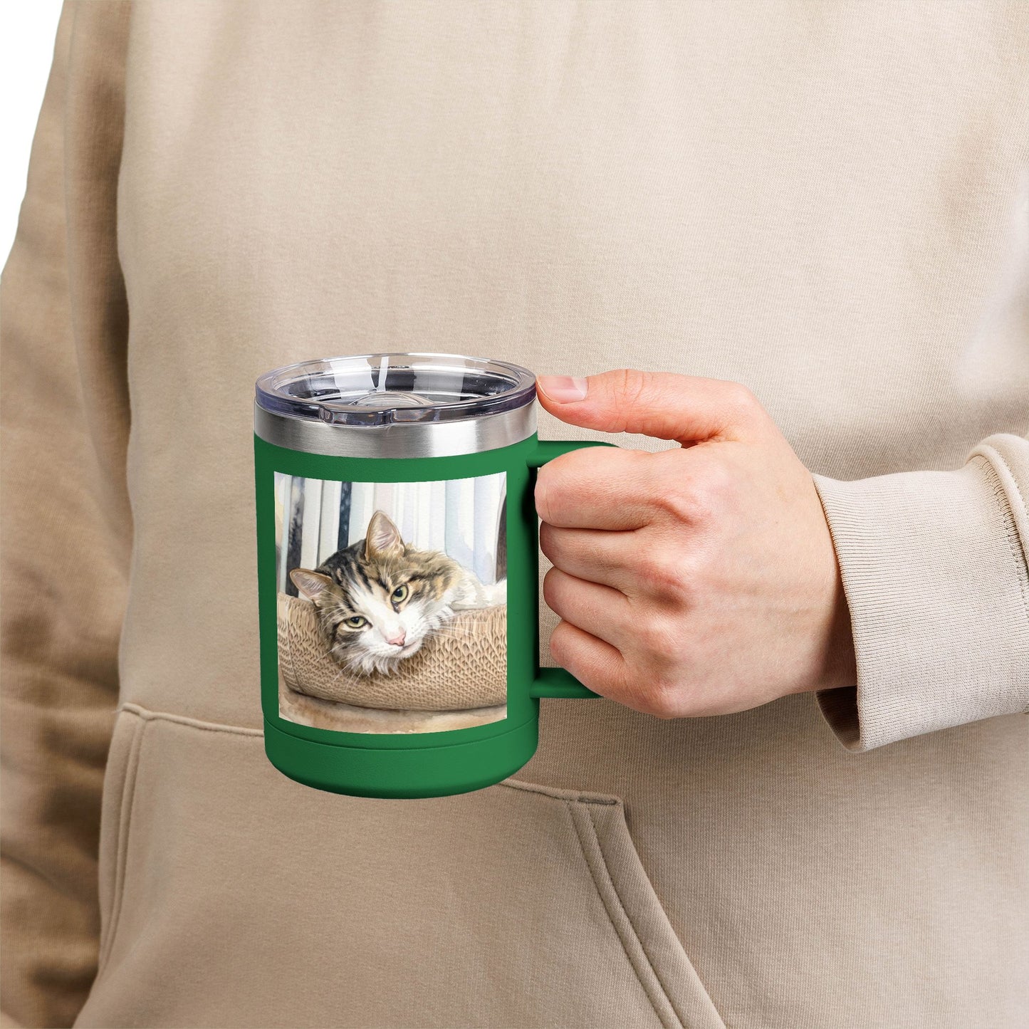 Custom Watercolor Pet Travel Mug – 15oz Insulated Tumbler