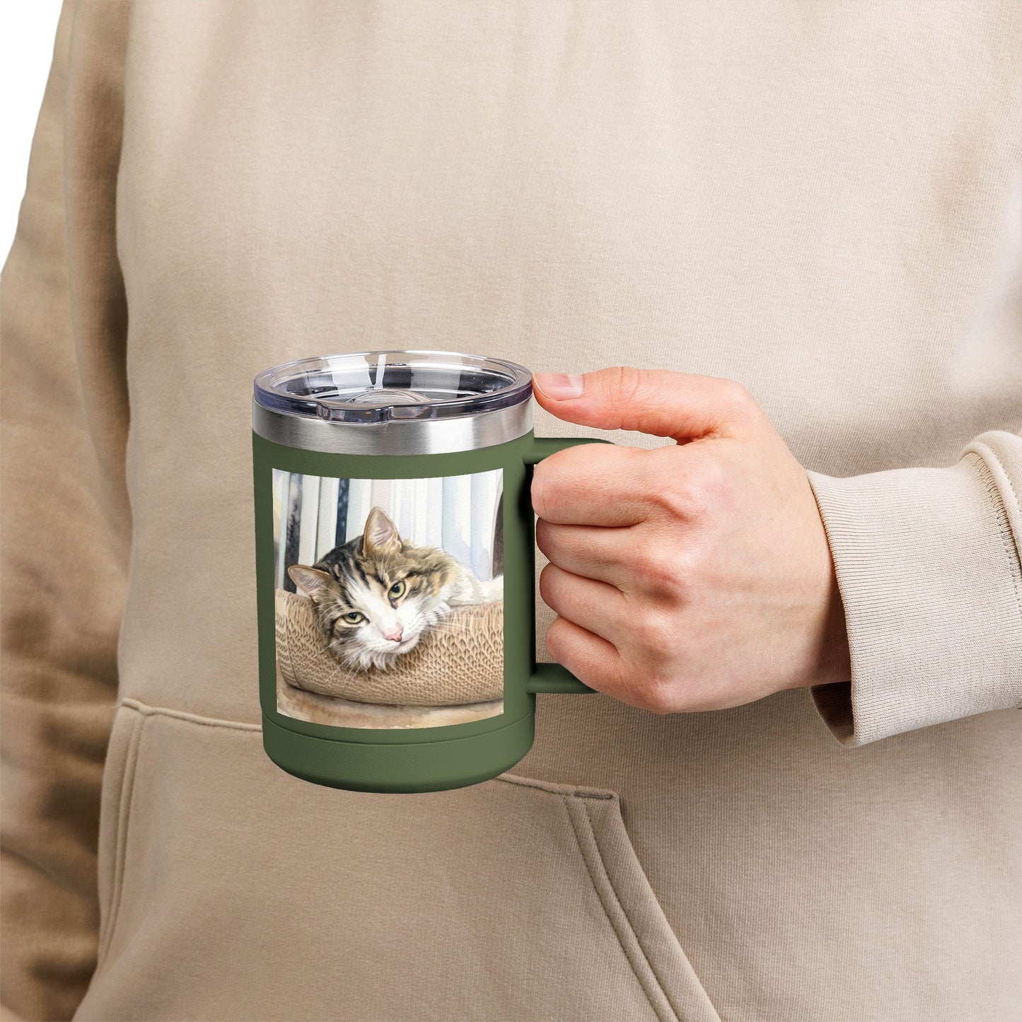 Custom Watercolor Pet Travel Mug – 15oz Insulated Tumbler