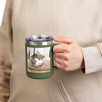 Custom Watercolor Pet Travel Mug – 15oz Insulated Tumbler