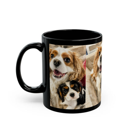 Custom Watercolor Pet Portrait Black Ceramic Mug, 11oz & 15oz