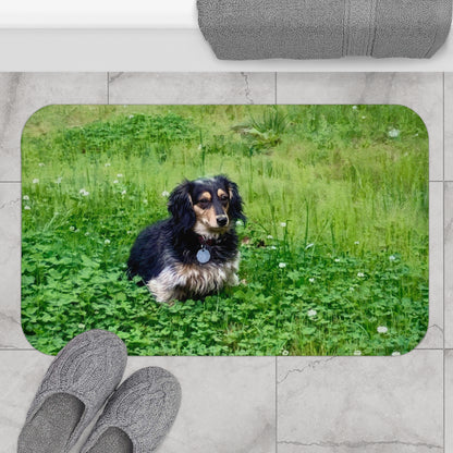 Custom Watercolor Pet Portrait Bath Rug Mat