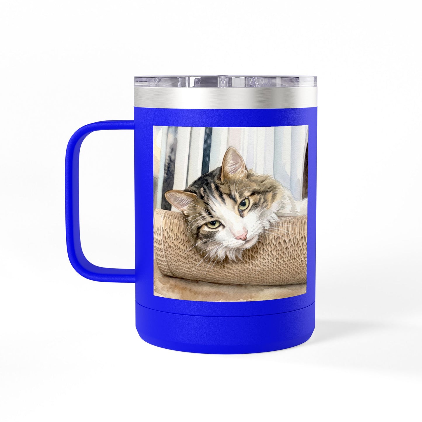 Custom Watercolor Pet Travel Mug – 15oz Insulated Tumbler
