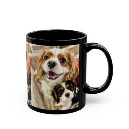 Custom Watercolor Pet Portrait Black Ceramic Mug, 11oz & 15oz