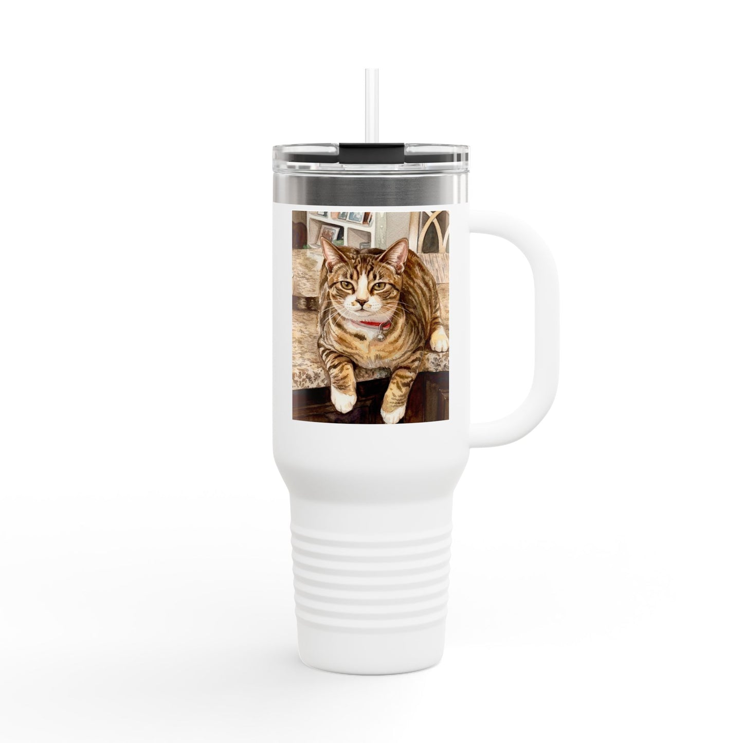 Custom Pet Portrait Watercolor 40oz Insulated Travel Tumbler