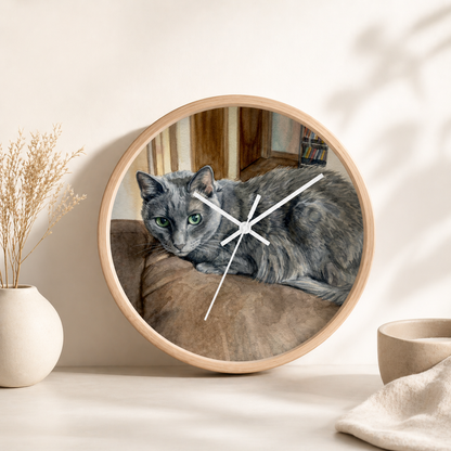 Petty Prints: Custom Water Color Realistic Pet Portrait Wall Clock