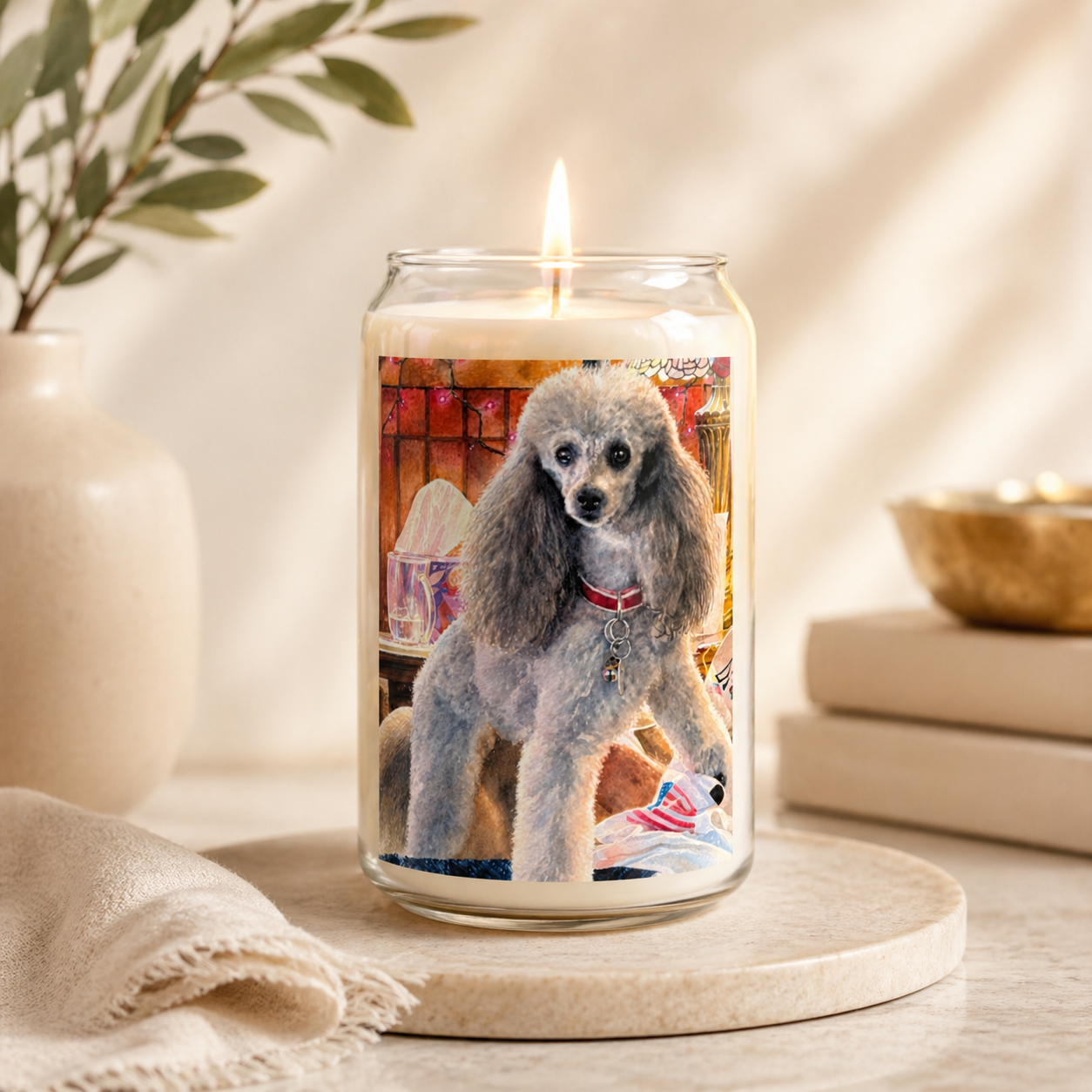 Petty Prints: Jumbo Custom Pet Portrait  Soy Candle — 13.75oz Scented Jar