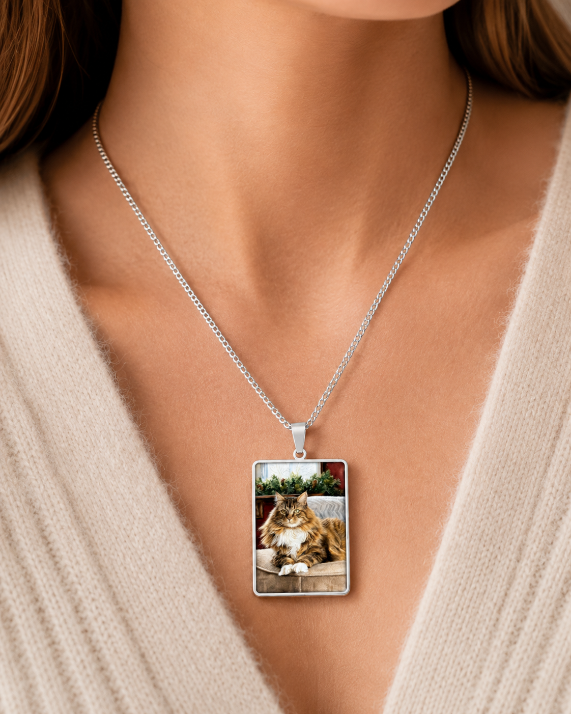 Custom Watercolor Pet Portrait Necklace