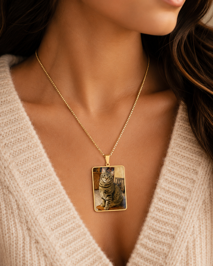 Custom Watercolor Pet Portrait Necklace