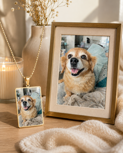 Custom Watercolor Pet Portrait Necklace