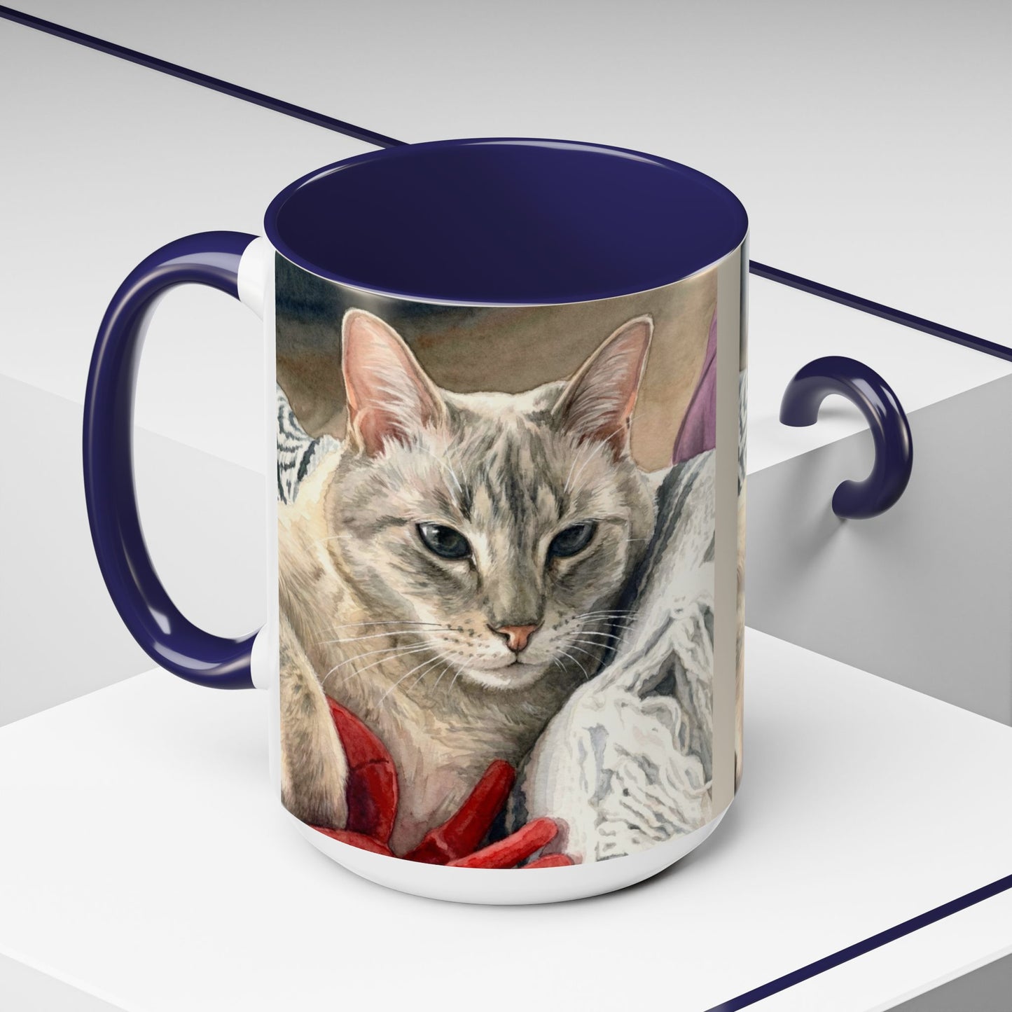 Custom Watercolor Pet Portrait Accent Coffee Mug