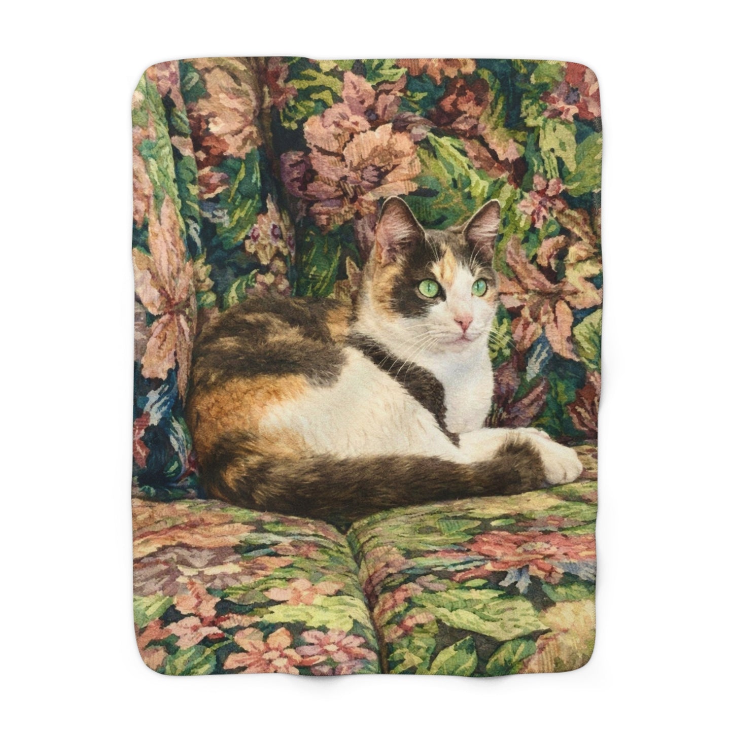 Petty Prints: Custom Pet Portrait Water Color Realistic Sherpa Blanket Plush Fleece Throw