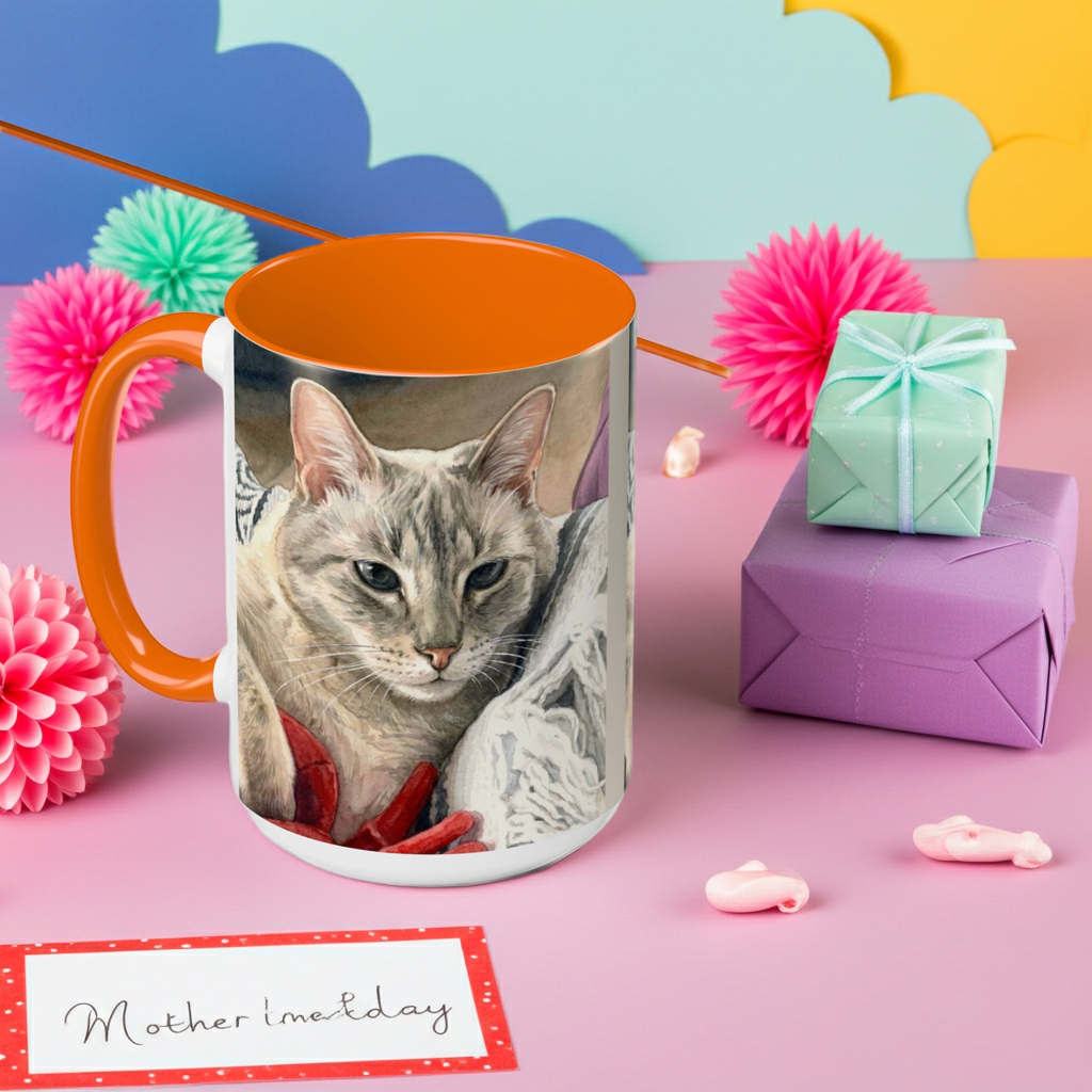 Custom Watercolor Pet Portrait Accent Coffee Mug