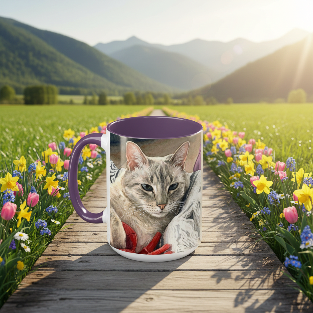 Custom Watercolor Pet Portrait Accent Coffee Mug