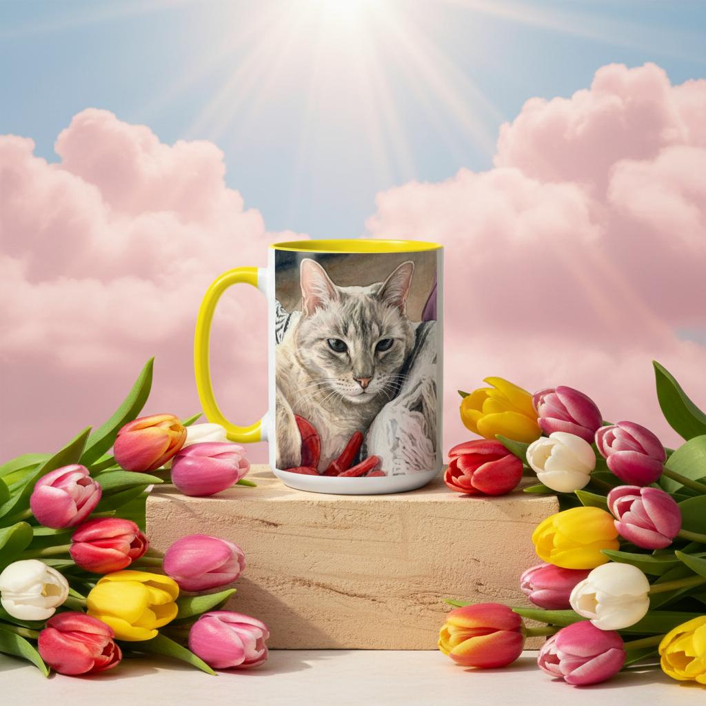 Custom Watercolor Pet Portrait Accent Coffee Mug