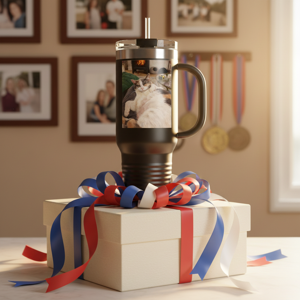 Custom Pet Portrait Watercolor 40oz Insulated Travel Tumbler