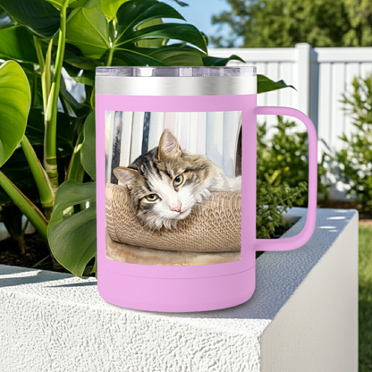 Custom Watercolor Pet Travel Mug – 15oz Insulated Tumbler
