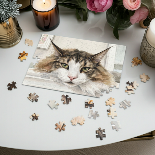 Petty Prints: Custom Pet Portrait Water Color Realistic Puzzle - 120/252/500-Piece Jigsaw Gift