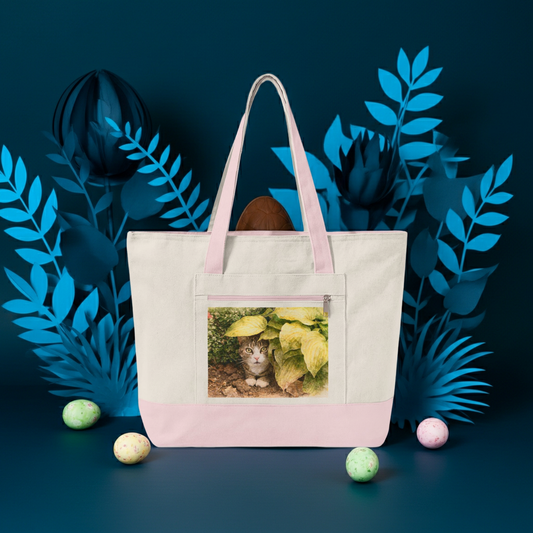 Petty Prints: Custom Pet Portrait Water Color Realistic Canvas Zippered Tote Bag