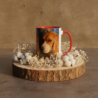 Custom Watercolor Pet Portrait Accent Coffee Mug