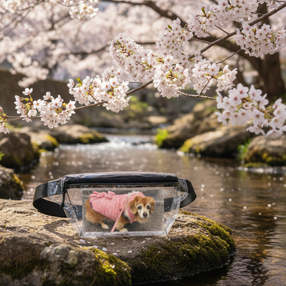 Petty Prints: Custom Water Color Realistic Pet Portrait Fanny Pack — Transparent Festival Waist Bag