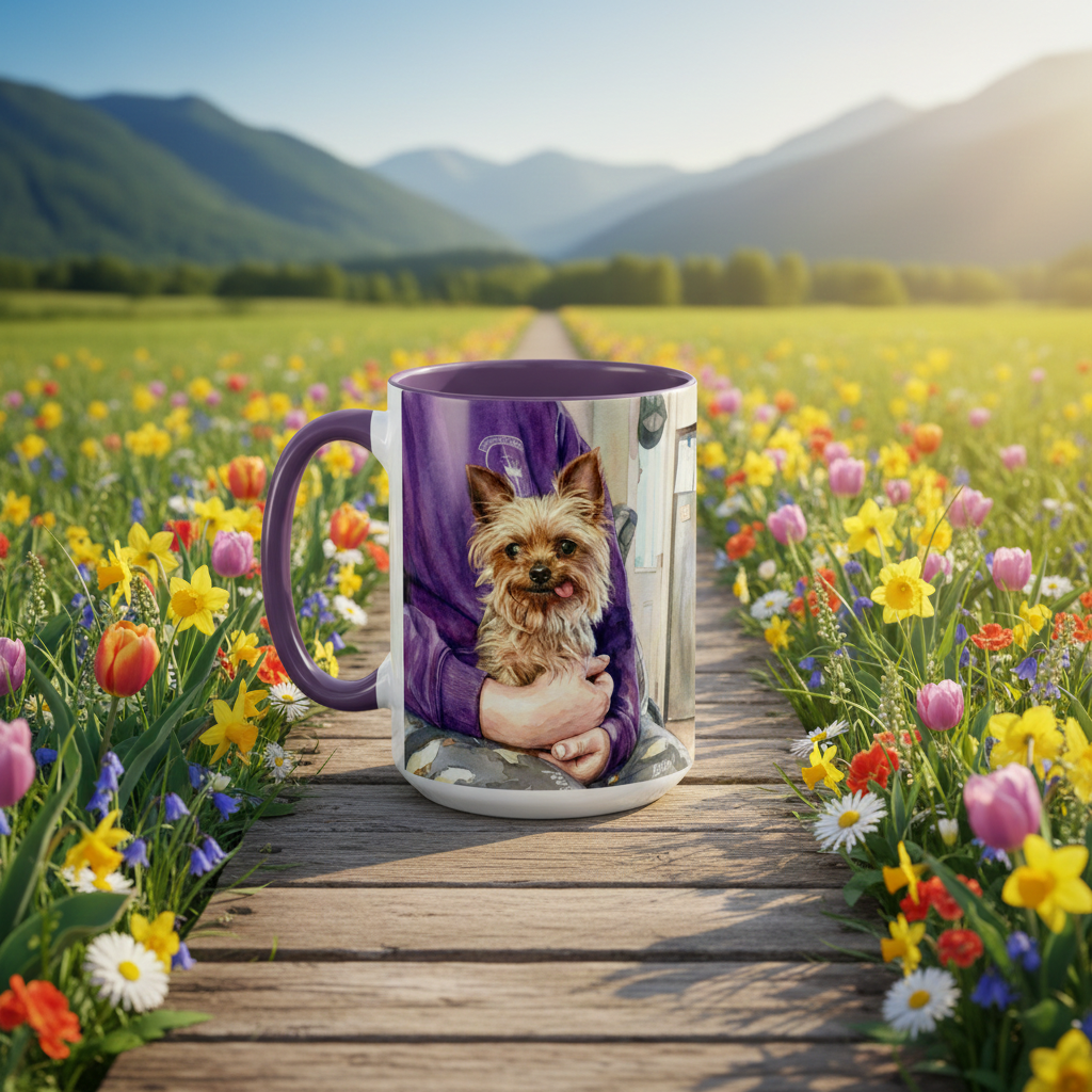Custom Watercolor Pet Portrait Accent Coffee Mug