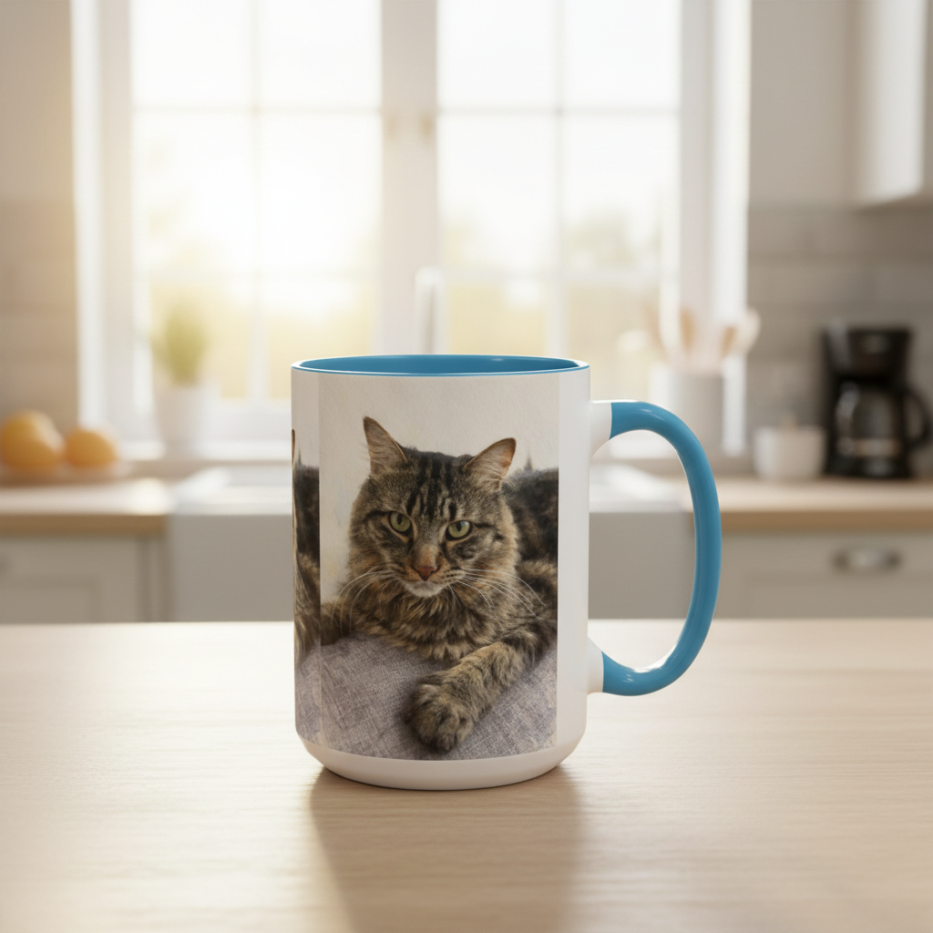 Custom Watercolor Pet Portrait Accent Coffee Mug