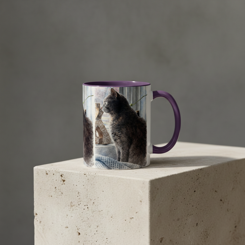 Custom Watercolor Pet Portrait Accent Coffee Mug