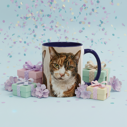Custom Watercolor Pet Portrait Accent Coffee Mug