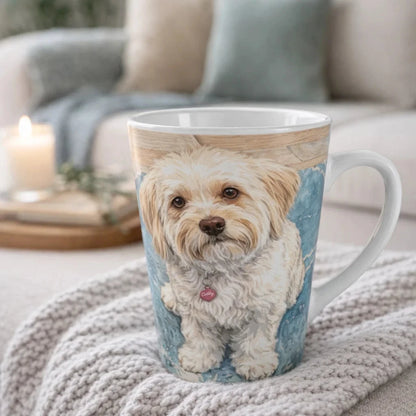 Custom Watercolor Pet Illustration Latte Mug 12oz